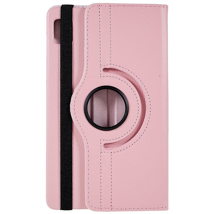 For Oppo Pad Mini Wear-resistant Solid Color Leather Tablet Case 360-degree Rotating Protective Cover with Stand Support Horizontal/Vertical View - Pink