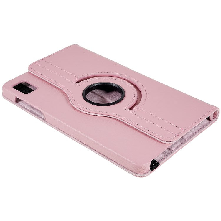 For Oppo Pad Mini Wear-resistant Solid Color Leather Tablet Case 360-degree Rotating Protective Cover with Stand Support Horizontal/Vertical View - Pink