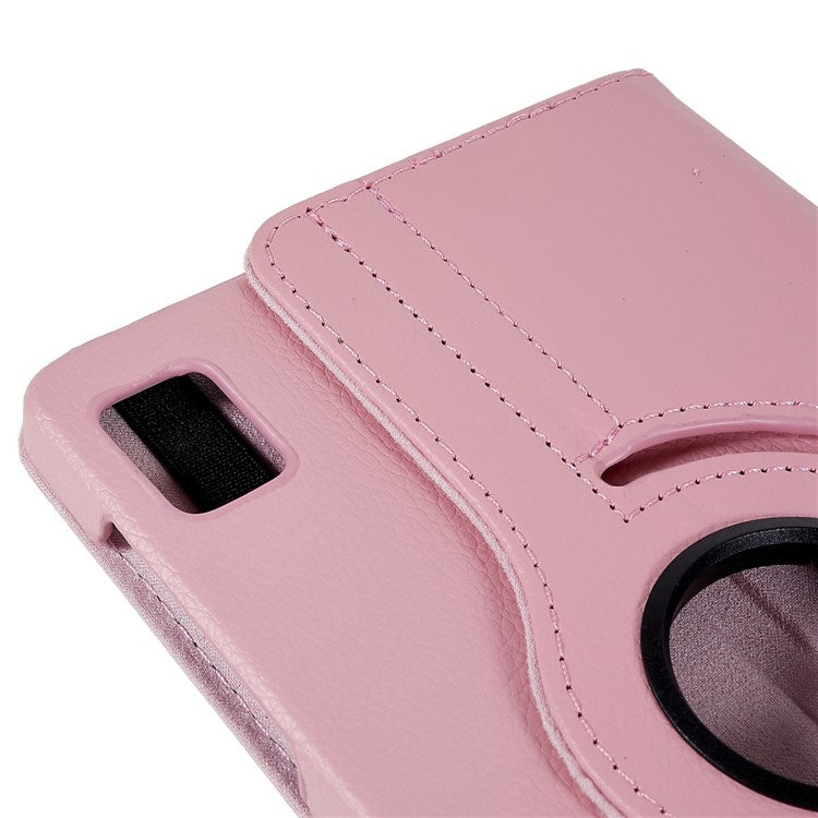 For Oppo Pad Mini Wear-resistant Solid Color Leather Tablet Case 360-degree Rotating Protective Cover with Stand Support Horizontal/Vertical View - Pink