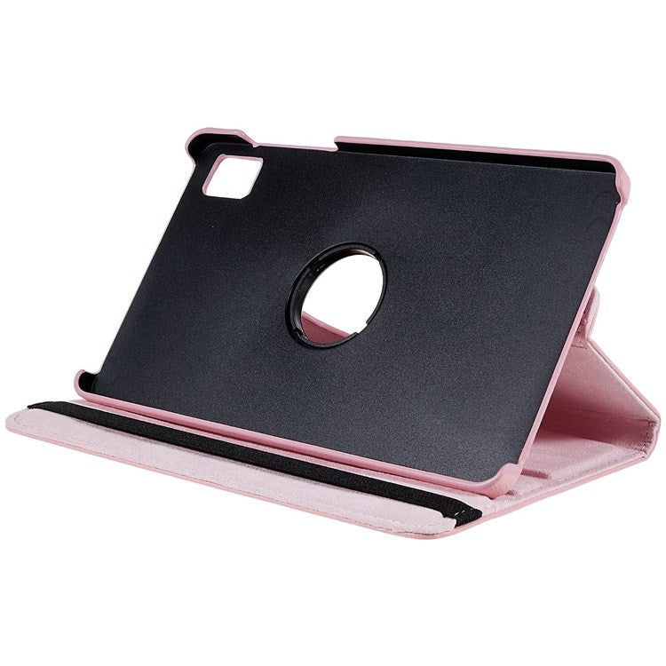 For Oppo Pad Mini Wear-resistant Solid Color Leather Tablet Case 360-degree Rotating Protective Cover with Stand Support Horizontal/Vertical View - Pink