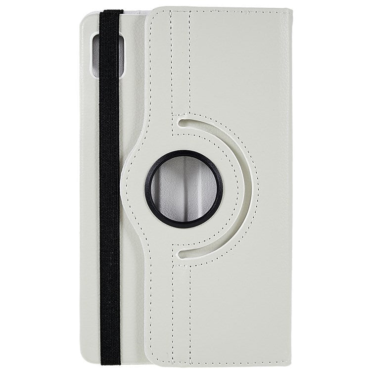 For Oppo Pad Mini Wear-resistant Solid Color Leather Tablet Case 360-degree Rotating Protective Cover with Stand Support Horizontal/Vertical View - White