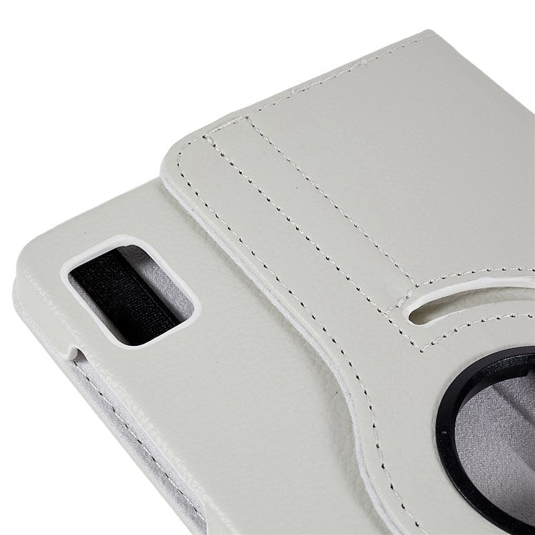 For Oppo Pad Mini Wear-resistant Solid Color Leather Tablet Case 360-degree Rotating Protective Cover with Stand Support Horizontal/Vertical View - White