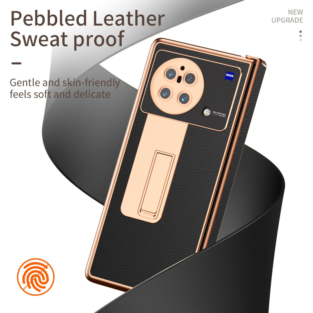 For vivo X Fold Light Thin Shockproof PU Leather + Hard PC Shell Electroplating Kickstand Case with Bulit-in Tempered Glass Screen Protector + S Pen - Black