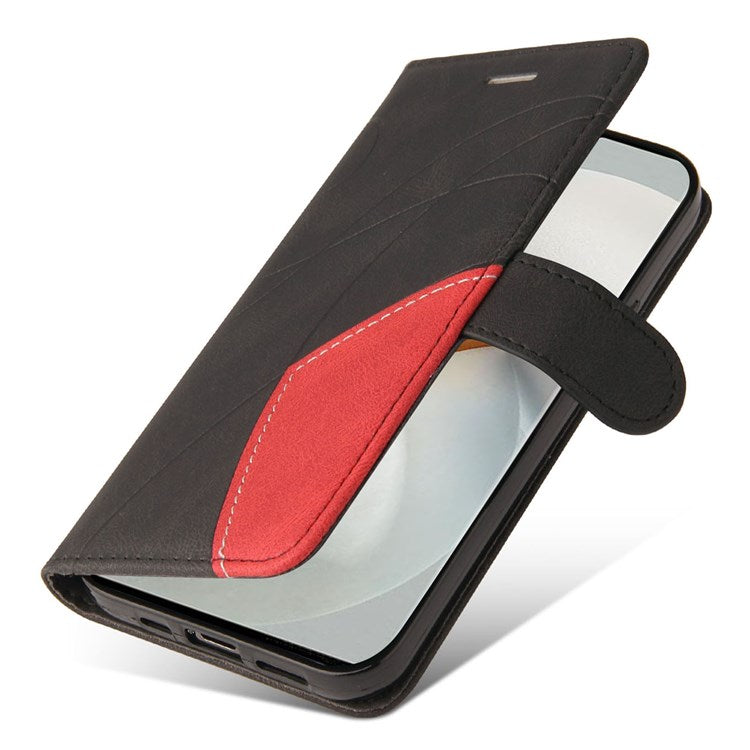 For vivo V23 5G Dual-color Splicing PU Leather Anti-drop Anti-scratch Wallet Function Mobile Phone Case Stand Shell with Strap - Black