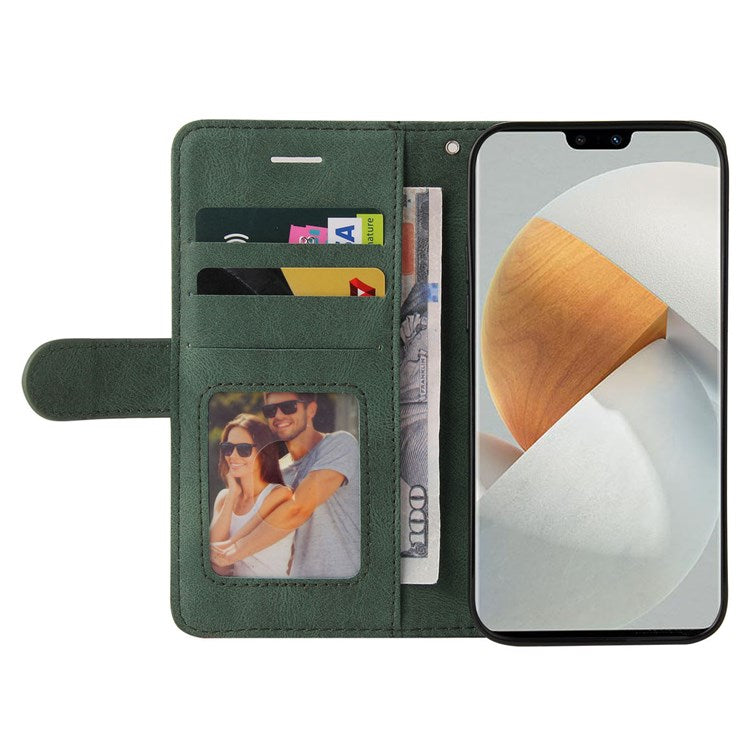 For vivo V23 5G Dual-color Splicing PU Leather Anti-drop Anti-scratch Wallet Function Mobile Phone Case Stand Shell with Strap - Green