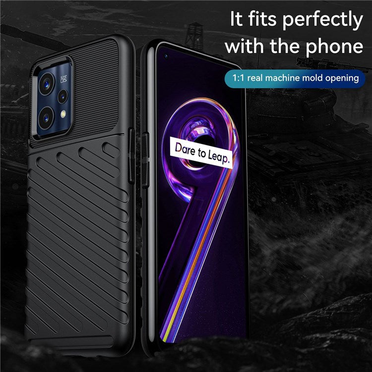 For Realme 9 5G / 9 Pro 5G Thunder Series Twill Texture Soft TPU Cover Non-Slip Protective Phone Case - Black
