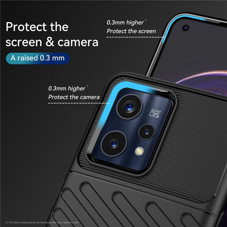 For Realme 9 5G / 9 Pro 5G Thunder Series Twill Texture Soft TPU Cover Non-Slip Protective Phone Case - Black