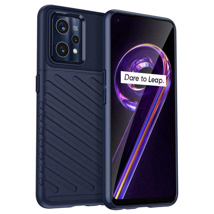 For Realme 9 5G / 9 Pro 5G Thunder Series Twill Texture Soft TPU Cover Non-Slip Protective Phone Case - Navy Blue