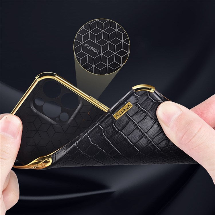 For Realme GT Neo3 Ring Holder Kickstand Case Crocodile Texture Leather Coated TPU 6D Electroplated Shockproof Protective Shell - Black