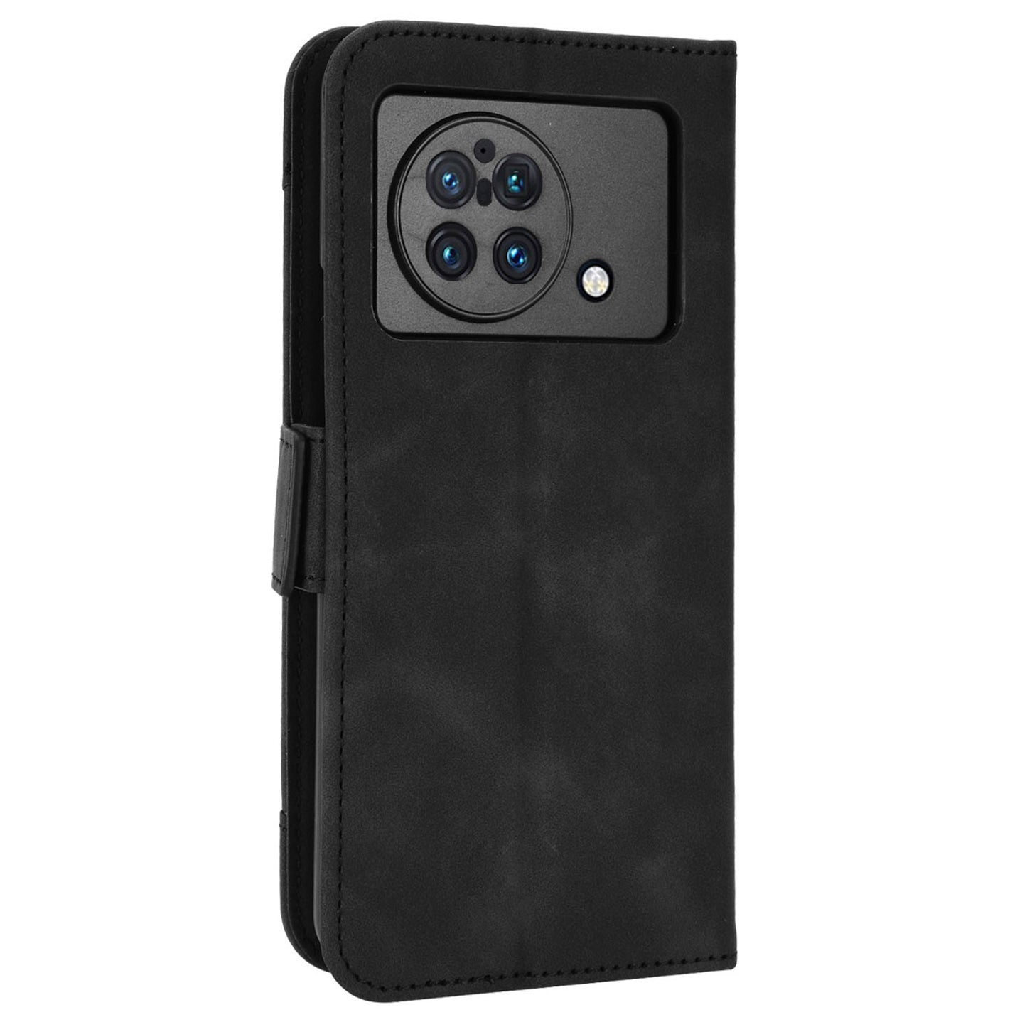 For vivo X Fold Phone Case Anti-fall Magnetic Wallet Style Stand Shockproof PU Leather Phone Cover with Card Slots - Black