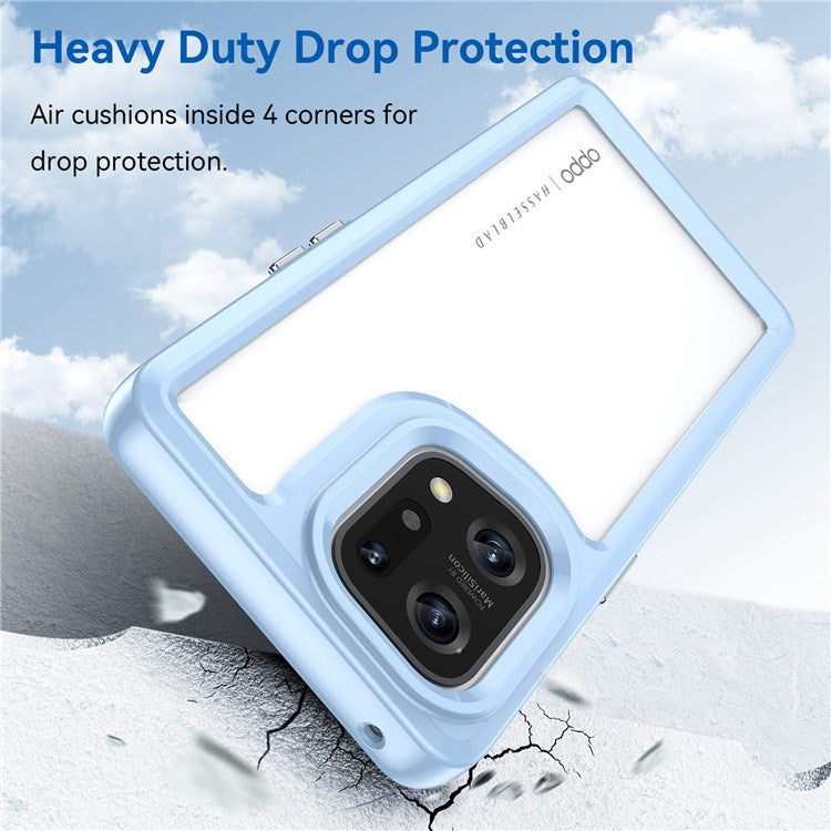 TPU + Acrylic Hybrid Case for Oppo Find X5, Independent Buttons Shockproof Protective Phone Cover - Baby Blue