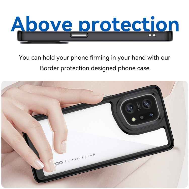 TPU + Acrylic Hybrid Case for Oppo Find X5, Independent Buttons Shockproof Protective Phone Cover - Black