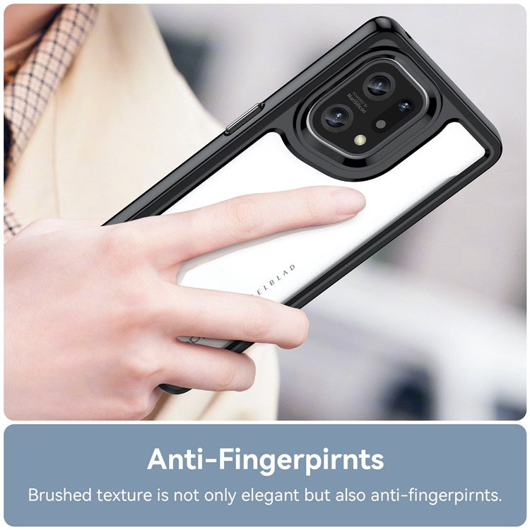 TPU + Acrylic Hybrid Case for Oppo Find X5, Independent Buttons Shockproof Protective Phone Cover - Black