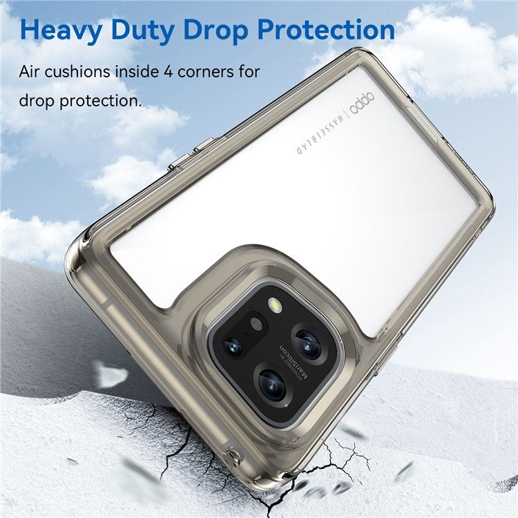 TPU + Acrylic Hybrid Case for Oppo Find X5, Independent Buttons Shockproof Protective Phone Cover - Transparent Grey