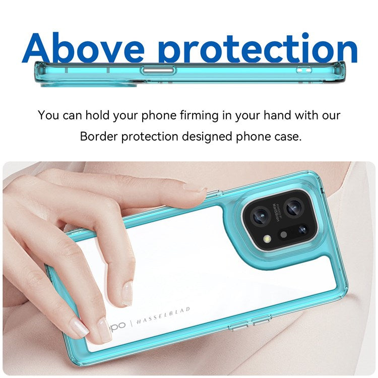 TPU + Acrylic Hybrid Case for Oppo Find X5, Independent Buttons Shockproof Protective Phone Cover - Transparent Blue