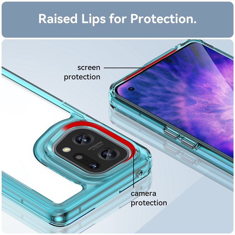 TPU + Acrylic Hybrid Case for Oppo Find X5, Independent Buttons Shockproof Protective Phone Cover - Transparent Blue