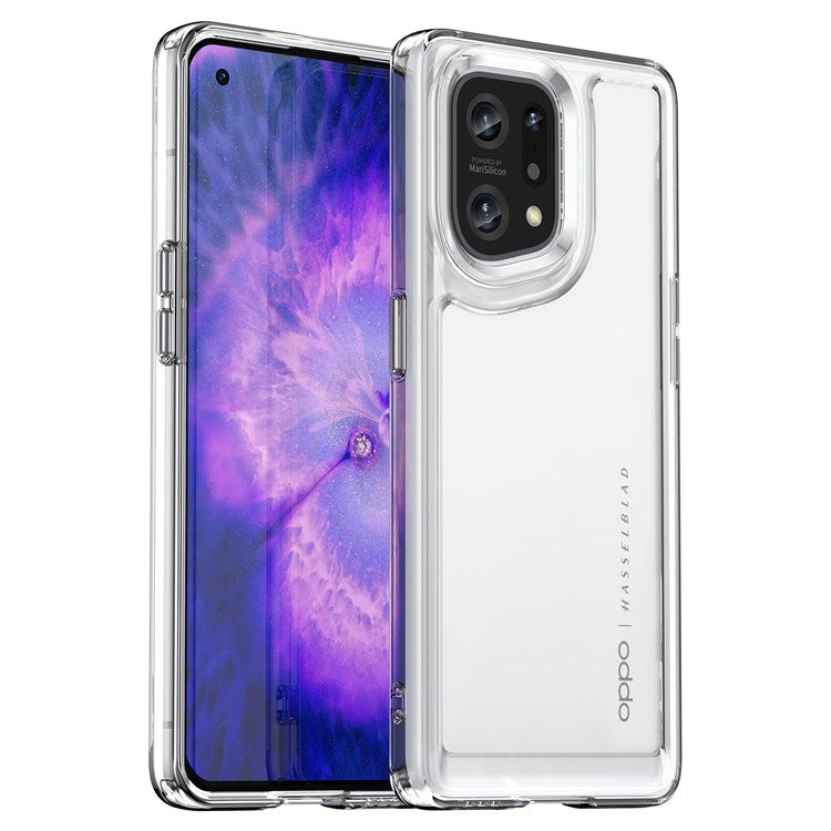 TPU + Acrylic Hybrid Case for Oppo Find X5, Independent Buttons Shockproof Protective Phone Cover - Transparent