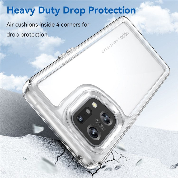 TPU + Acrylic Hybrid Case for Oppo Find X5, Independent Buttons Shockproof Protective Phone Cover - Transparent
