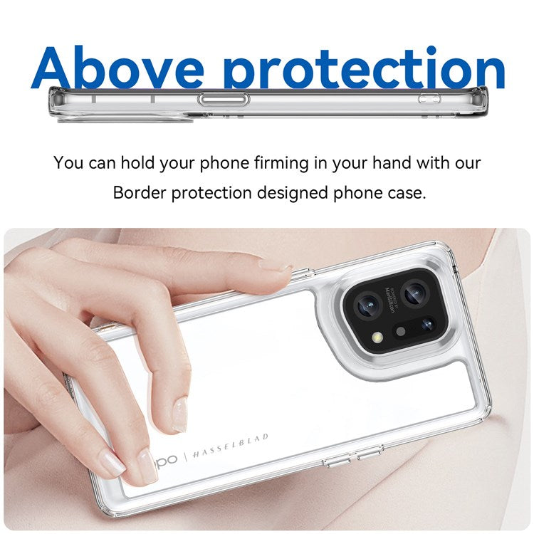 TPU + Acrylic Hybrid Case for Oppo Find X5, Independent Buttons Shockproof Protective Phone Cover - Transparent