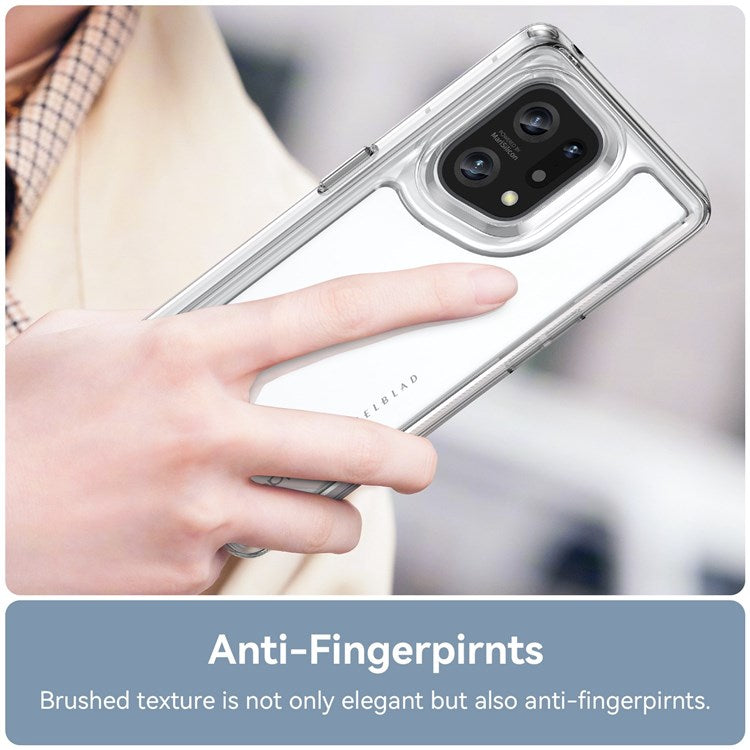 TPU + Acrylic Hybrid Case for Oppo Find X5, Independent Buttons Shockproof Protective Phone Cover - Transparent