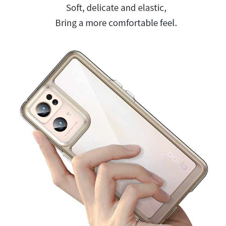 TPU + Acrylic Clear Phone Case for Oppo Reno7 Pro 5G, Anti-scratch Smartphone Cover with Independent Buttons - Transparent Blue