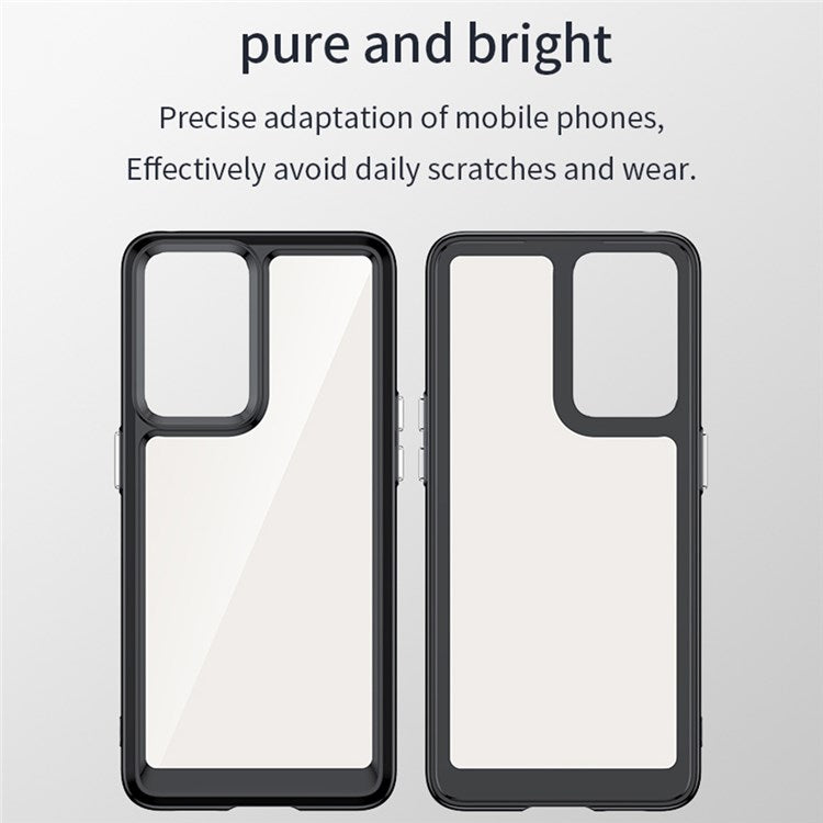 TPU + Acrylic Clear Phone Case for Oppo Reno7 Pro 5G, Anti-scratch Smartphone Cover with Independent Buttons - Transparent Blue