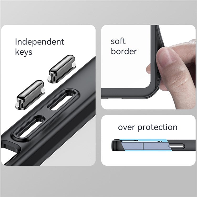 TPU + Acrylic Clear Phone Case for Oppo Reno7 Pro 5G, Anti-scratch Smartphone Cover with Independent Buttons - Transparent Blue