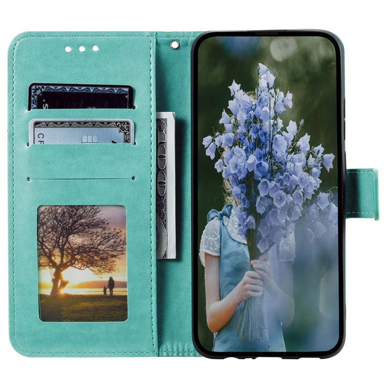 Protective Case for Oppo K10 Pro 5G Imprinted Mandala Flower Pattern Folio Flip Cover PU Leather Anti-drop Wallet Case with Strap - Green