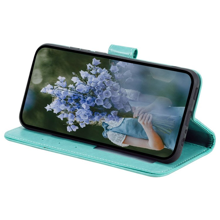 Protective Case for Oppo K10 Pro 5G Imprinted Mandala Flower Pattern Folio Flip Cover PU Leather Anti-drop Wallet Case with Strap - Green