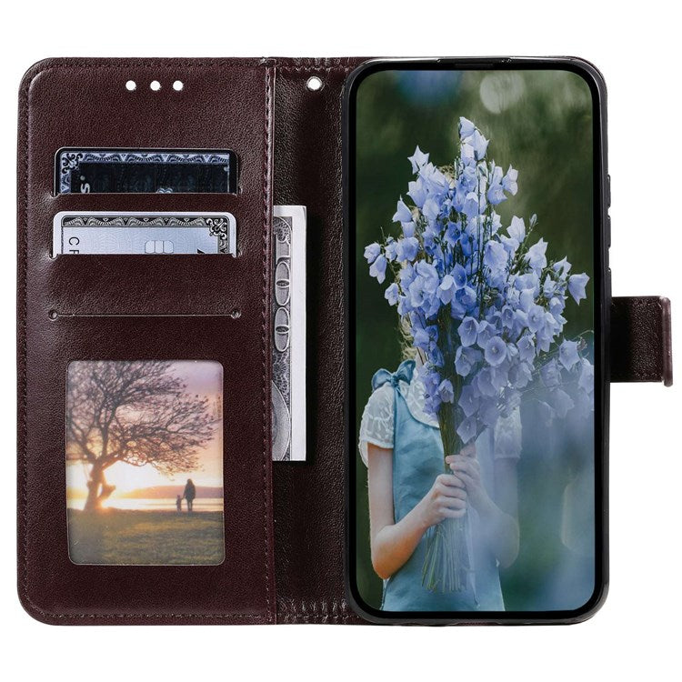 Protective Case for Oppo K10 Pro 5G Imprinted Mandala Flower Pattern Folio Flip Cover PU Leather Anti-drop Wallet Case with Strap - Brown