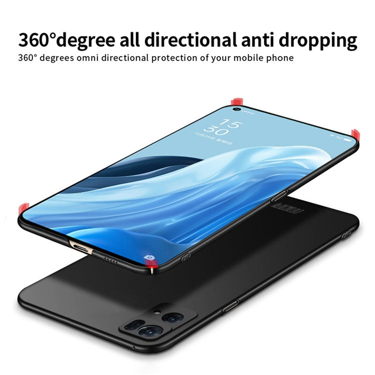 MOFI JK PC Series-1 Shield for Oppo Reno7 Pro 5G Silky Touch Matte Hard PC Back Case Shockproof Drop Protective Phone Cover with Strap - Blue