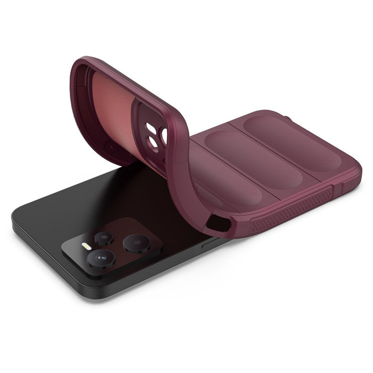 For Realme C35 Wear-resistant Anti-drop Soft TPU Anti-slip Edge Phone Cover Rugged Back Case - Wine Red