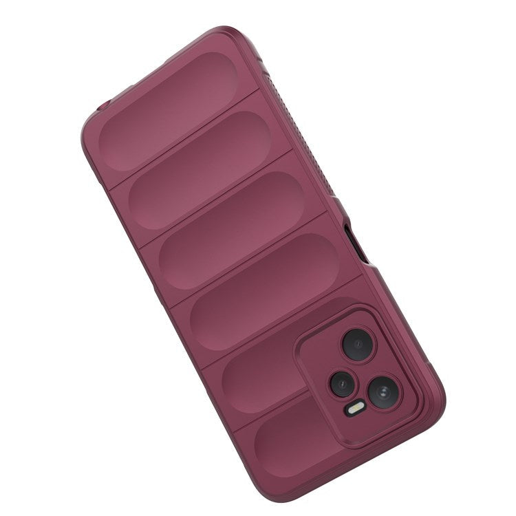 For Realme C35 Wear-resistant Anti-drop Soft TPU Anti-slip Edge Phone Cover Rugged Back Case - Wine Red