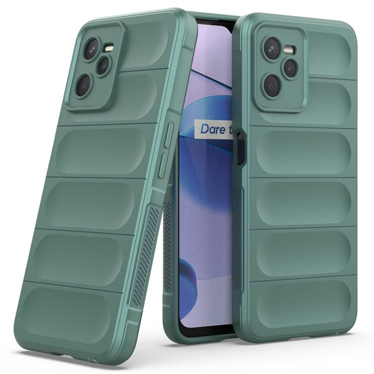 For Realme C35 Wear-resistant Anti-drop Soft TPU Anti-slip Edge Phone Cover Rugged Back Case - Green