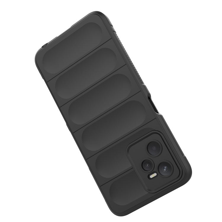 For Realme C35 Wear-resistant Anti-drop Soft TPU Anti-slip Edge Phone Cover Rugged Back Case - Black