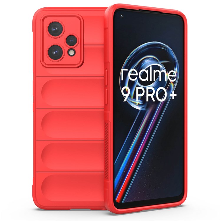 Soft TPU Case for Realme 9 Pro+ 5G Anti-drop Phone Protector Scratch Resistant Rugged Back Cover Phone Shell - Red