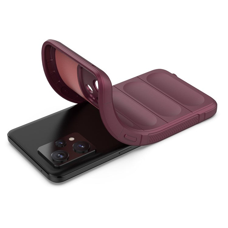 Soft TPU Case for Realme 9 Pro+ 5G Anti-drop Phone Protector Scratch Resistant Rugged Back Cover Phone Shell - Wine Red