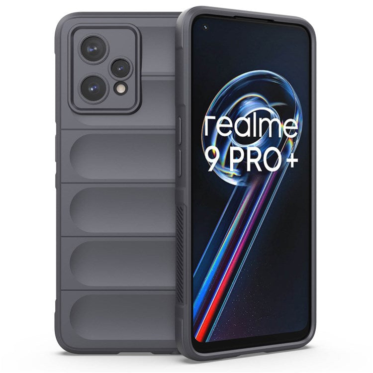 Soft TPU Case for Realme 9 Pro+ 5G Anti-drop Phone Protector Scratch Resistant Rugged Back Cover Phone Shell - Dark Grey