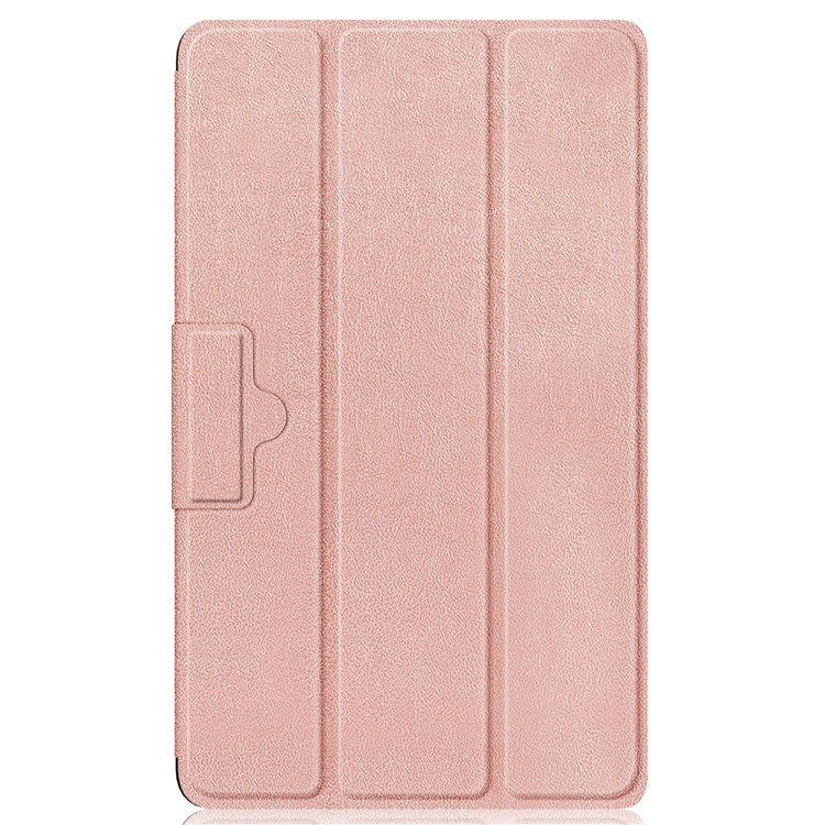 Tablet Covering Shell for Realme Pad Mini PC+PU Leather Trifold Stand Cover Well-protected Flip Tablet Case - Rose Gold