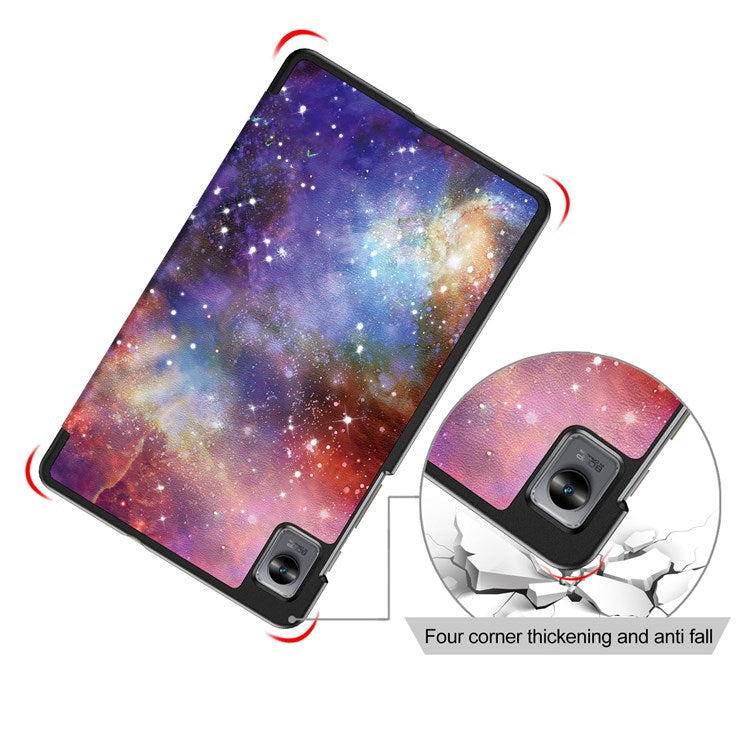 For Realme Pad Mini Trifold Leather Tablet Case Pattern Printed Folio Flip Magnetic Clasp Anti-fall Cover - The Milky Way