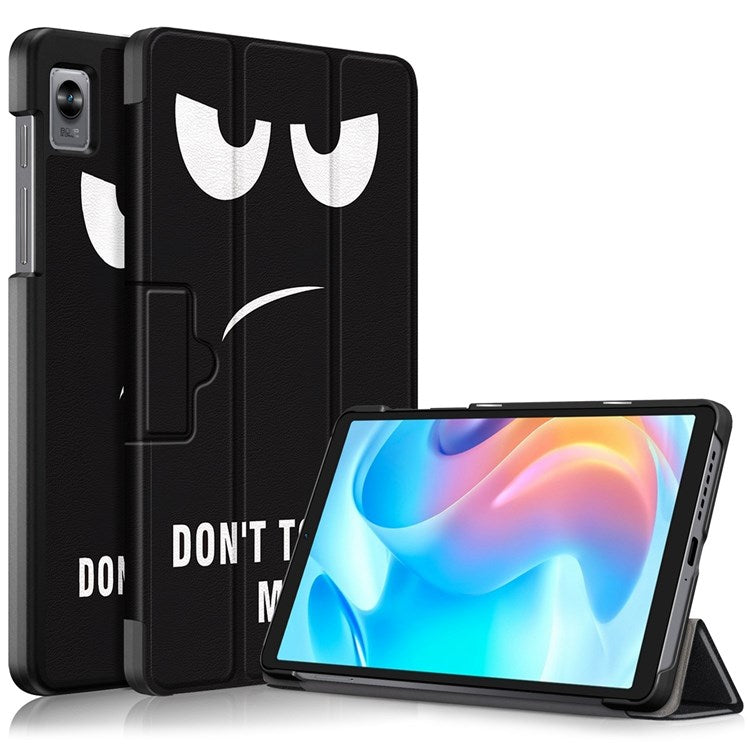 For Realme Pad Mini Trifold Leather Tablet Case Pattern Printed Folio Flip Magnetic Clasp Anti-fall Cover - Don't Touch Me