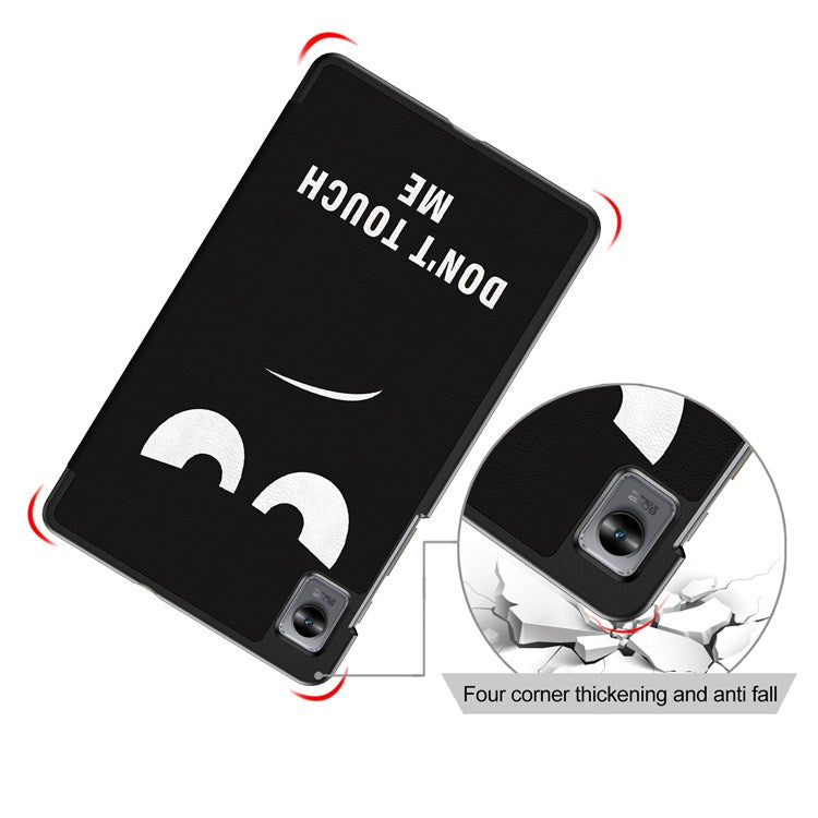 For Realme Pad Mini Trifold Leather Tablet Case Pattern Printed Folio Flip Magnetic Clasp Anti-fall Cover - Don't Touch Me