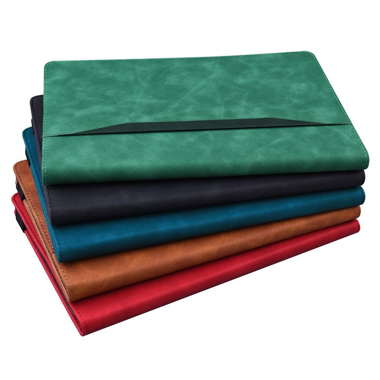 For Realme Pad Mini Shockproof Anti-fall Tablet Case PU Leather Stand Wallet Elastic Band Shell with Pencil Holder - Green