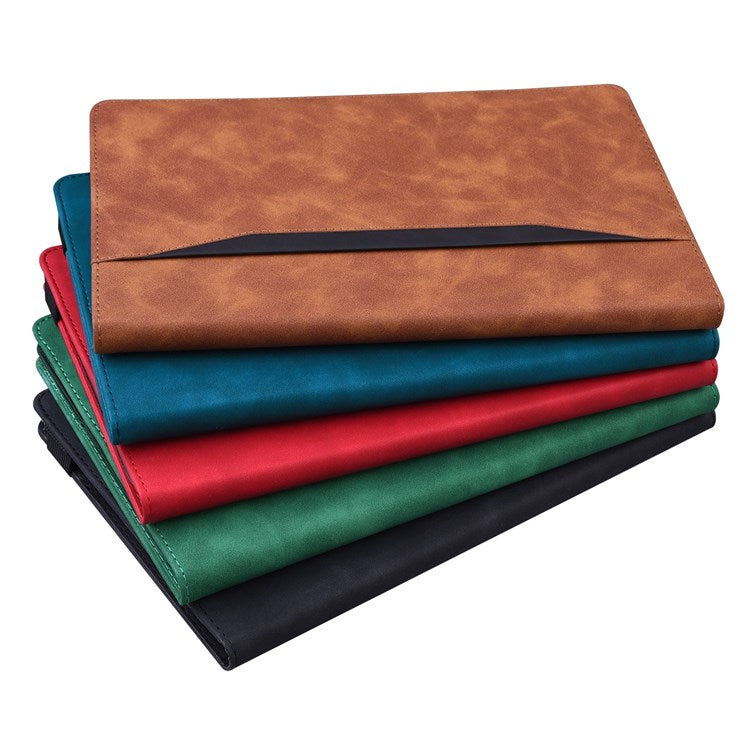 For Realme Pad Mini Shockproof Anti-fall Tablet Case PU Leather Stand Wallet Elastic Band Shell with Pencil Holder - Brown