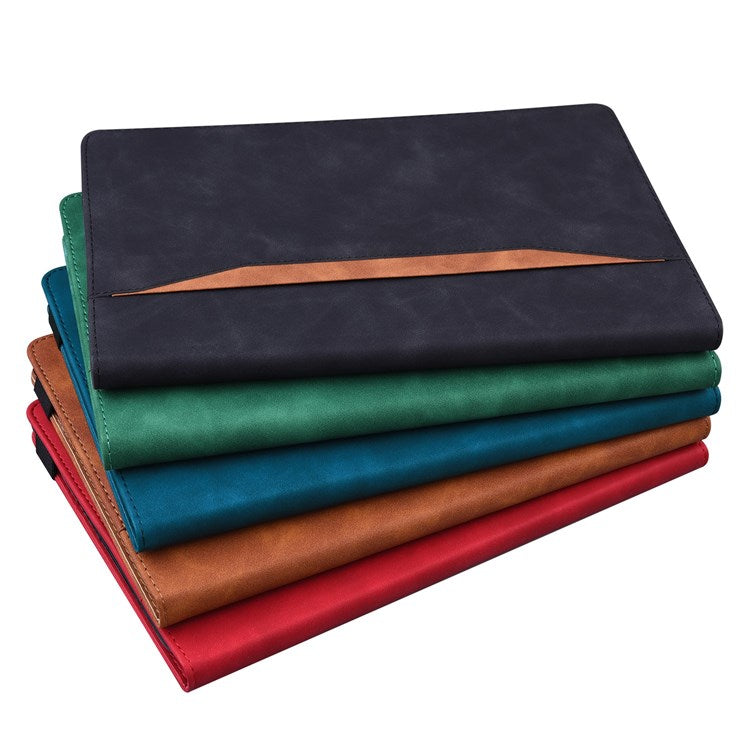 For Realme Pad Mini Shockproof Anti-fall Tablet Case PU Leather Stand Wallet Elastic Band Shell with Pencil Holder - Black