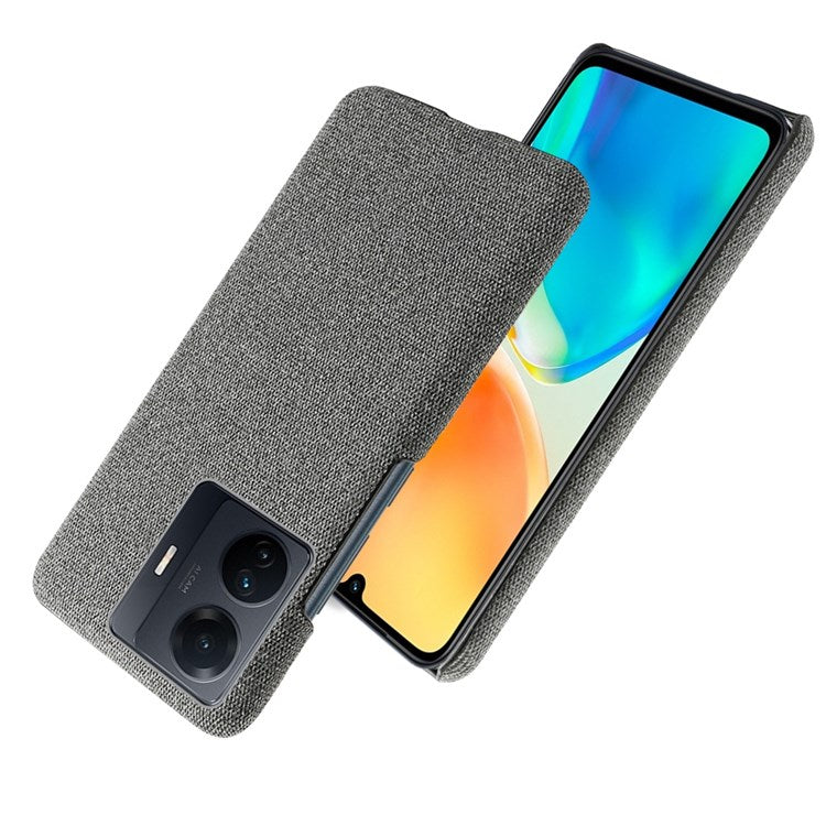 For vivo S15e 5G/T1 (Snapdragon 778G) 5G/iQOO Z6 Pro 5G Solid Color Cloth Texture Phone Case Well-protected Hard PC + Cloth Cover - Grey