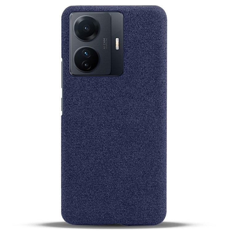 For vivo S15e 5G/T1 (Snapdragon 778G) 5G/iQOO Z6 Pro 5G Solid Color Cloth Texture Phone Case Well-protected Hard PC + Cloth Cover - Blue