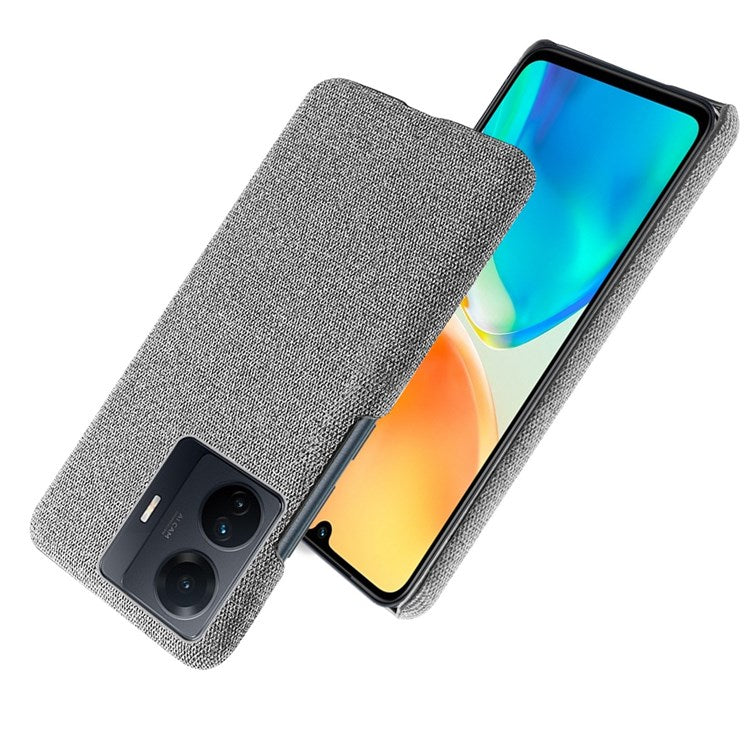 For vivo S15e 5G/T1 (Snapdragon 778G) 5G/iQOO Z6 Pro 5G Solid Color Cloth Texture Phone Case Well-protected Hard PC + Cloth Cover - Light Grey