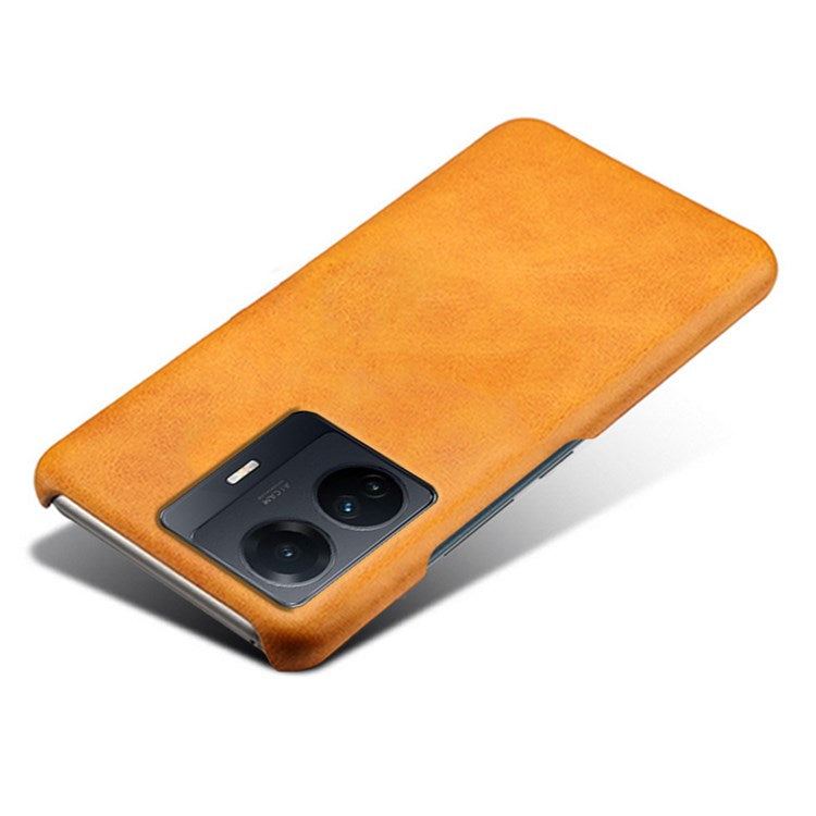 For vivo S15e 5G/T1 (Snapdragon 778G) 5G/iQOO Z6 Pro 5G Textured PU Leather Coated Hard PC Cover Anti-scratch Phone Case - Orange