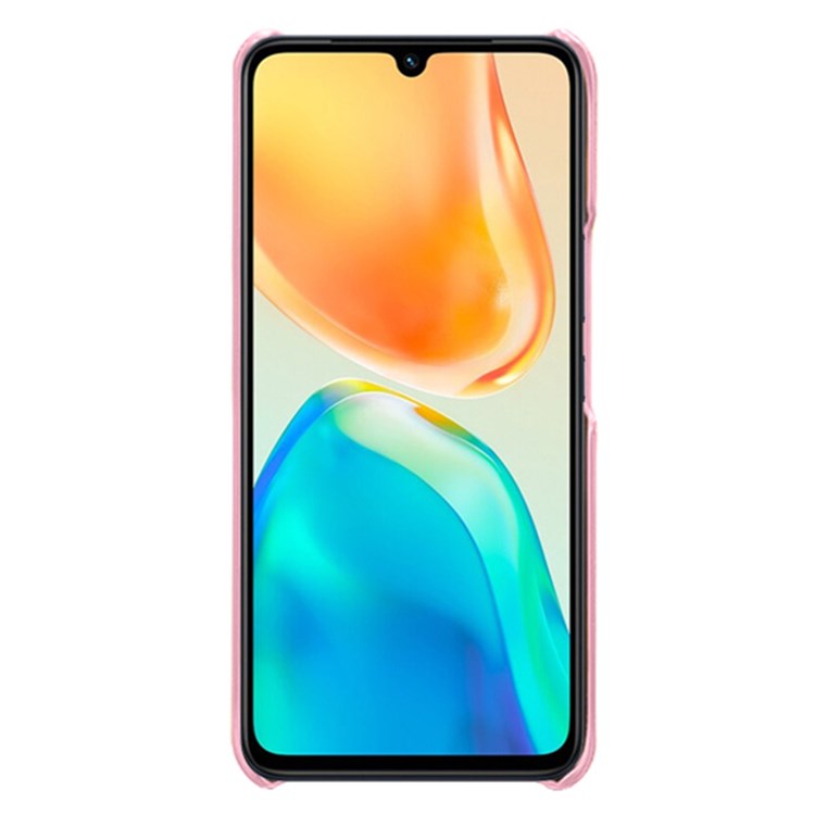 For vivo S15e 5G/T1 (Snapdragon 778G) 5G/iQOO Z6 Pro 5G Textured PU Leather Coated Hard PC Cover Anti-scratch Phone Case - Rose Gold